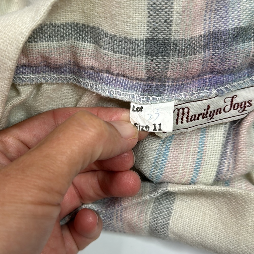 Vintage Marilyn Togs Wool A-line Blue Plaid Skirt Size 11 Waist 26" - Picture 10 of 10